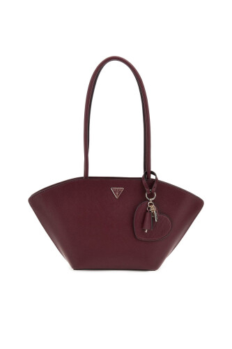 Kadın Kalp Aksesuarlı Kanat Detaylı Tote Çanta - Bordo - Guess