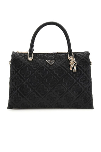 Kadın Kilit Aksesuarlı Kapitone Monogram Desenli El Çantası - Siyah - Guess