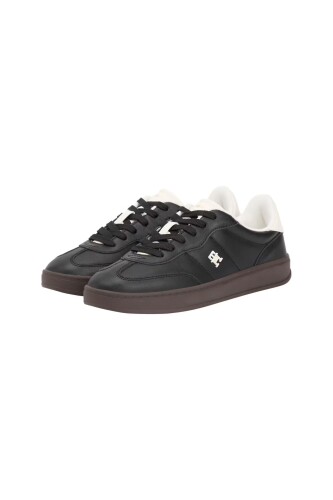 Kadın Kontrast Topuklu Monogram Logolu Sneaker - Siyah - Tommy Hilfiger