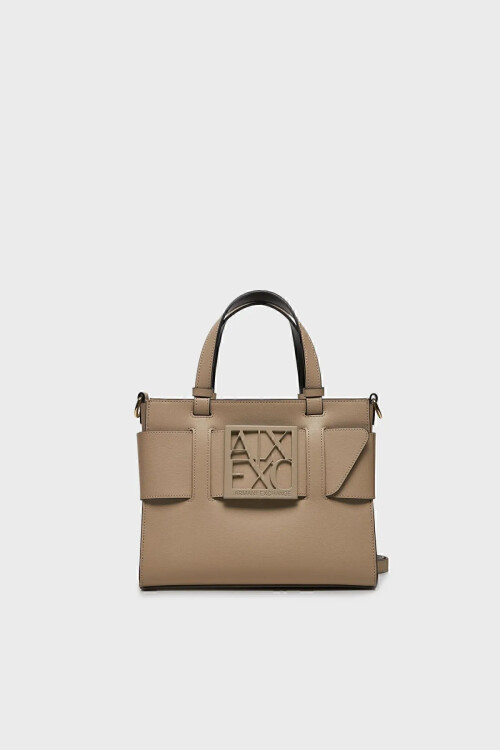 KADIN Logolu Ayarlanabilir Askılı Omuz Çantası - Bej - Armani Exchange