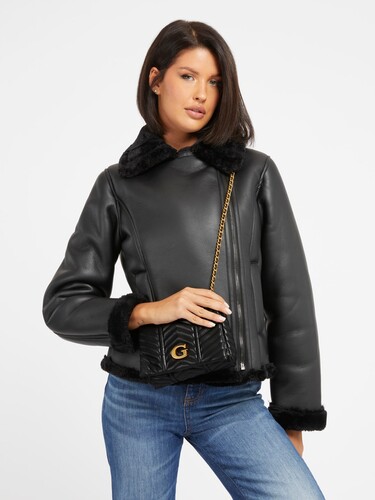 GUESS - Kadın Lovide Kapitoneli Mini Çapraz Çanta-Siyah