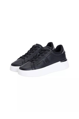 Kadın Metalik Detaylı Platform Tabanlı Kort Sneaker - Siyah - Tommy Hilfiger