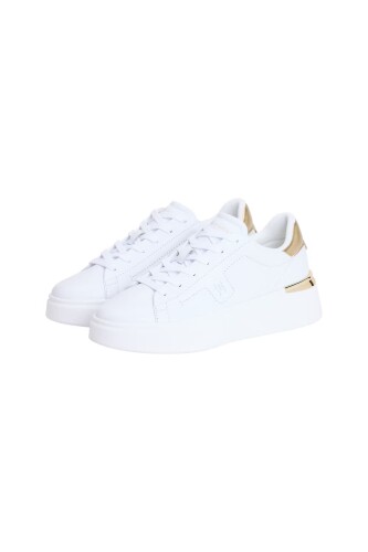 Kadın Metalik Detaylı Platform Tabanlı Sneaker - Beyaz/Gold - Tommy Hilfiger