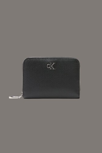 Kadın Minimal Monogram Detaylı Fermuarlı Cüzdan - Siyah - Calvin Klein
