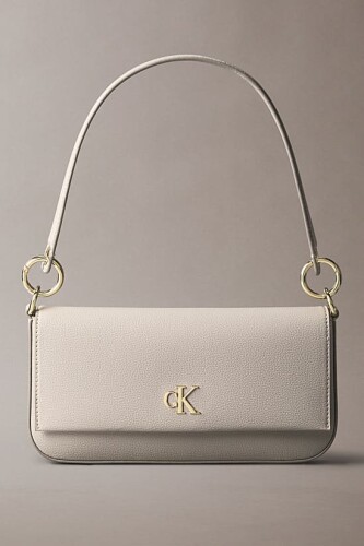 Kadın Minimalist Monogramlı Omuz Çantası - Krem - Calvin Klein
