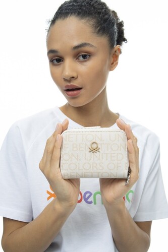Kadın Monogram Cüzdan BNT_940-Bej - Benetton