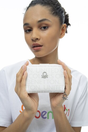 Kadın Monogram Cüzdan BNT_940-Beyaz - Benetton