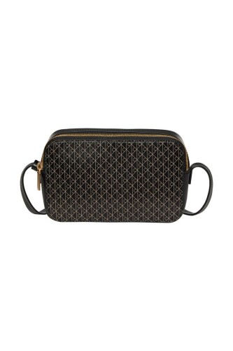 Kadın Monogram Desenli Çapraz Askılı Kamera Çantası - Siyah - Calvin Klein
