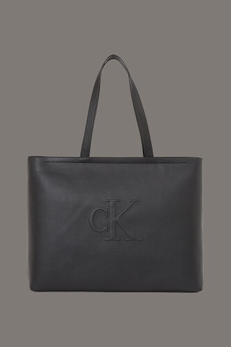 Kadın Sculpted Slim Tote Çanta - Siyah - Calvin Klein