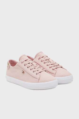 Kadın Th Canvas Lace Up Sneakers - Pembe - Tommy Hilfiger
