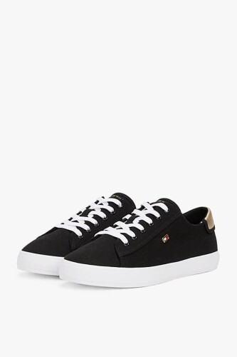 Kadın Th Canvas Lace Up Sneakers - Siyah - Tommy Hilfiger