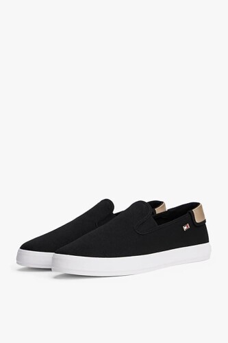 Kadın Th Canvas Slip-On Sneakers - Siyah - Tommy Hilfiger