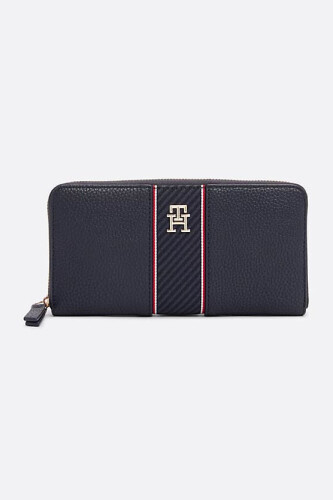 Kadın TH Logo Fermuarlı Cüzdan - Lacivert - Tommy Hilfiger