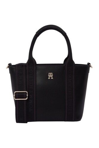 Kadın Th Logotape Mini Tote Omuz Çantası - Siyah - Tommy Hilfiger