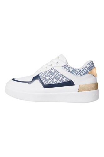 Kadın Th Monogram Logo Court Sneaker - Ekru - Tommy Hilfiger