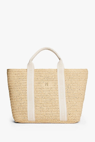 Kadın Th Spring Logo Tote El Çantası - Krem - Tommy Hilfiger