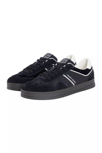 Kadın The Greenwich Kontrast Detaylı Süet Kort Sneaker - Siyah - Tommy Hilfiger