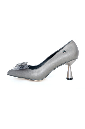 Kadın Topuklu Ayakkabı Pc-51651-Platin - Thumbnail