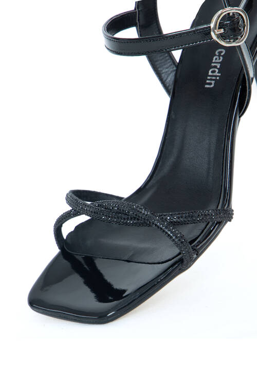 Kadın Topuklu Ayakkabı-PC-52220-Siyah Rugan