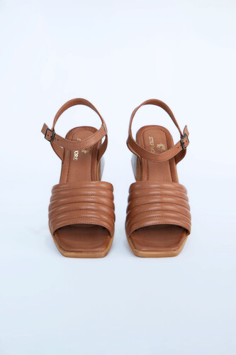 Kadın Topuklu Ayakkabı Z6919006-Taba - Thumbnail