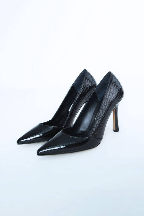 Kadın Topuklu Ayakkabı Z711437-Siyah Rugan