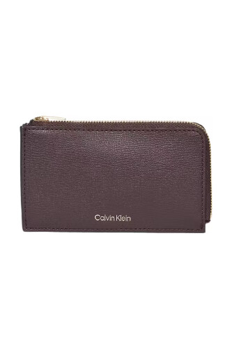 Kadın Yaldızlı Logolu Fermuarlı Cüzdan - Mürdüm - Calvin Klein
