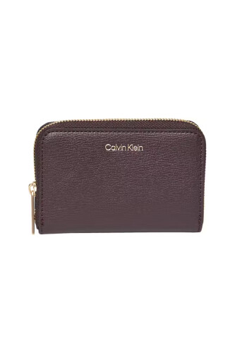 Kadın Yaldızlı Logolu Fermuarlı Cüzdan - Mürdüm - Calvin Klein