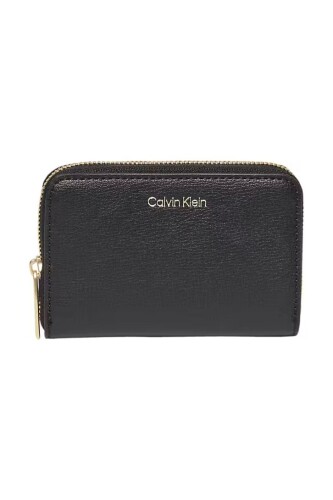 Kadın Yaldızlı Logolu Fermuarlı Cüzdan - Siyah - Calvin Klein