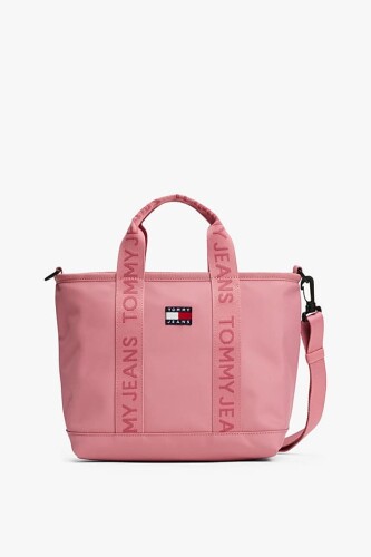 Kadın Yazı Şeritli Askılı Mini Tote Çanta - Pembe - Tommy Hilfiger