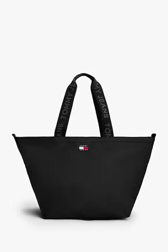Kadın Yazılı Askılı Tote Omuz Çantası - Siyah - Tommy Hilfiger