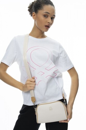 Mini Cüzdanlı Gofraj Baskılı Çapraz Çanta BNT_636-Bej-A.Camel - Benetton