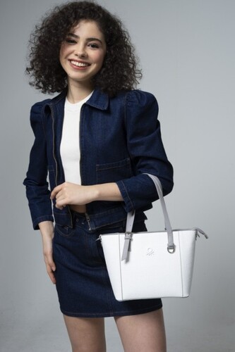 Mini Cüzdanlı Kol Çantası-BNT_627-Beyaz-A.Gri - Benetton