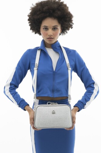 Monogram Çapraz Omuz Çantası BNT_951-Beyaz-A.Gri - Benetton