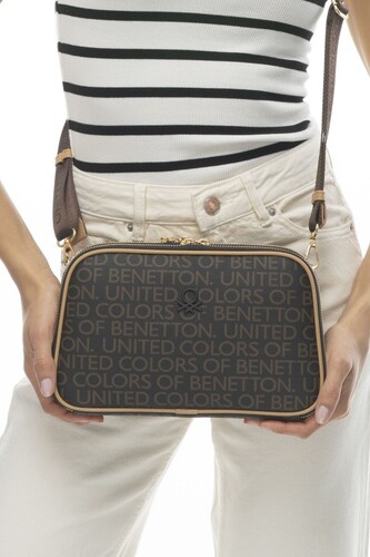 Monogram Çapraz Omuz Çantası BNT_951-Kahve-A.Camel - Benetton