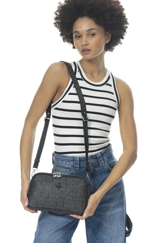 Monogram Çapraz Omuz Çantası BNT_951-Siyah - Benetton