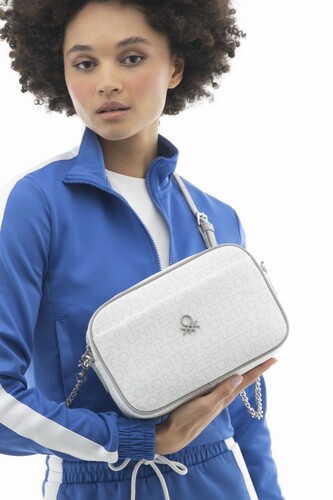 Monogram Çapraz Omuz Çantası BNT_965-Beyaz-A.Gri - Benetton
