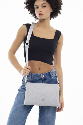 Monogram Çapraz Omuz Çantası BNT_968-A.Gri - Benetton