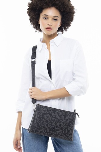 Monogram Çapraz Omuz Çantası BNT_968-Siyah - Benetton