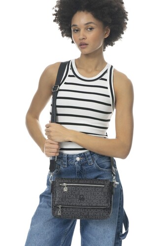 Monogram Çapraz Postacı Çantası BNT_958-Siyah - Benetton