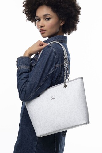 Monogram Kol Çantası BNT_936-Beyaz-A.Gri - Benetton