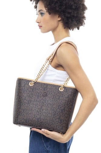 Monogram Kol Çantası BNT_936-Kahve-A.Camel - Benetton