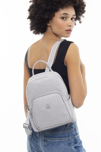 Monogram Sırt Çantası-BNT_917-A.Gri - Benetton