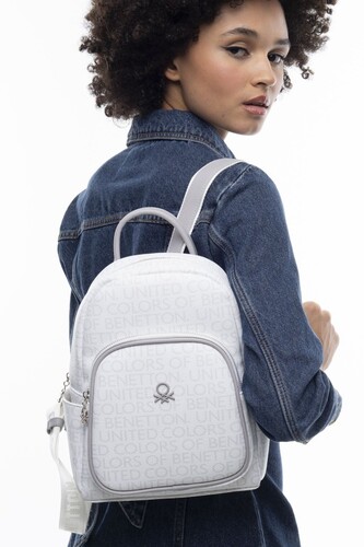 Monogram Sırt Çantası BNT_917-Beyaz-A.Gri - Benetton