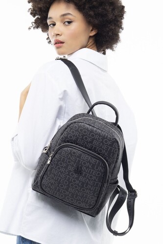 Monogram Sırt Çantası BNT_917-Siyah - Benetton