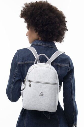 Monogram Sırt Çantası BNT_946-Beyaz-A.Gri - Benetton