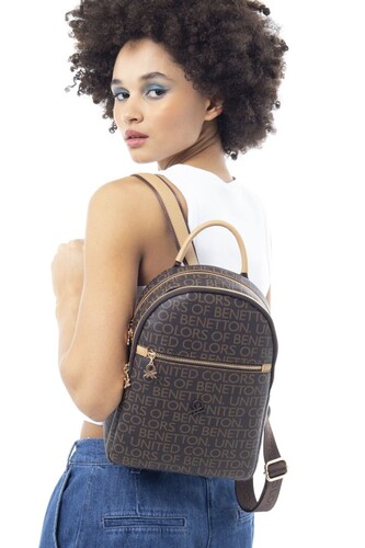 Monogram Sırt Çantası BNT_946-Kahve-A.Camel - Benetton