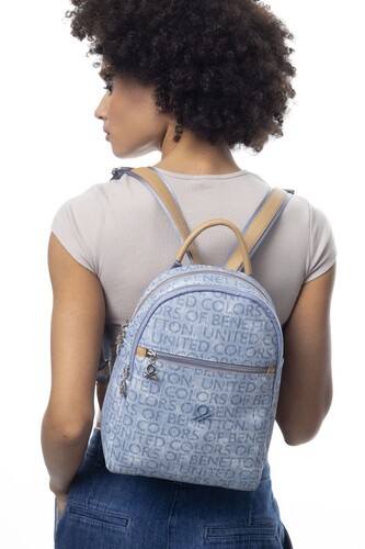 Monogram Sırt Çantası BNT_946-Kot-Mavi-A.Camel - Benetton