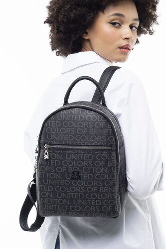 Monogram Sırt Çantası BNT_946-Siyah - Benetton