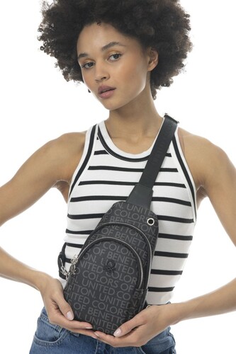 Monogram Vücut Çantası BNT_954-Siyah - Benetton