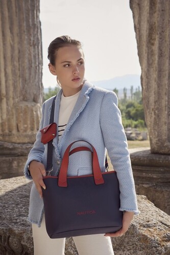 NAUTICA BAYAN EL ve OMUZ ÇANTASI-CN3534T-Lacivert-Kırmızı - Nautica